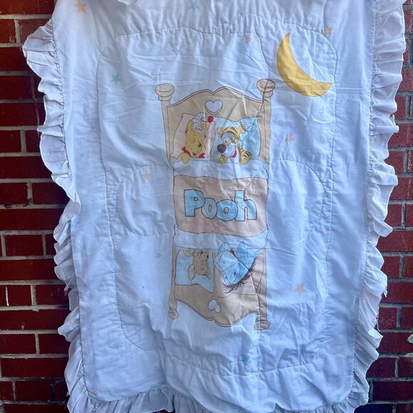 Vintage Winnie the Pooh Baby Quilt with Ruffle Trim by Walt Disney Productions - Picture 1 of 6
